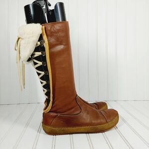 Wild Italian Creation Side Zip Brown and Black Leather Back Lace Boot